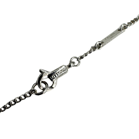 CELINE Triomphe Rhinestone Necklace in Rhodium Finish Brass Crystal and Silver - Picture 3 of 6